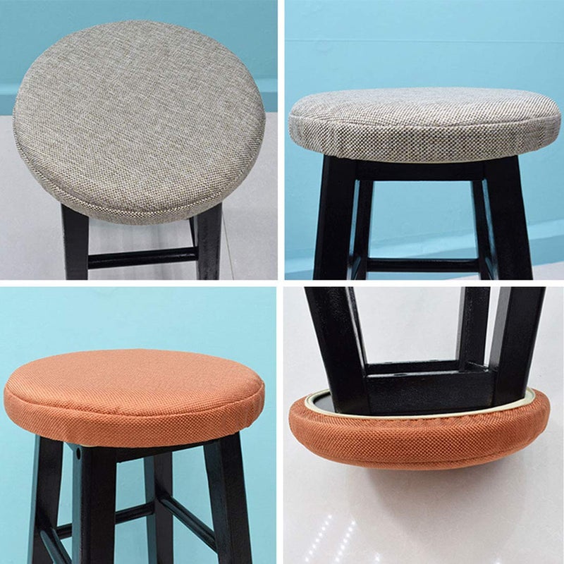 Levoberg Round bar Stool Covers Linen Sponge bar Stool Cushions Round Chair seat slipcovers 13inch/33cm ï¼ƒ2 - Image 5